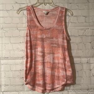 Lucky Brand pink camouflage tissue thin scoop neck tank top